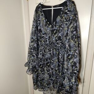 Torrid Black Floral Long Sleeve Dress